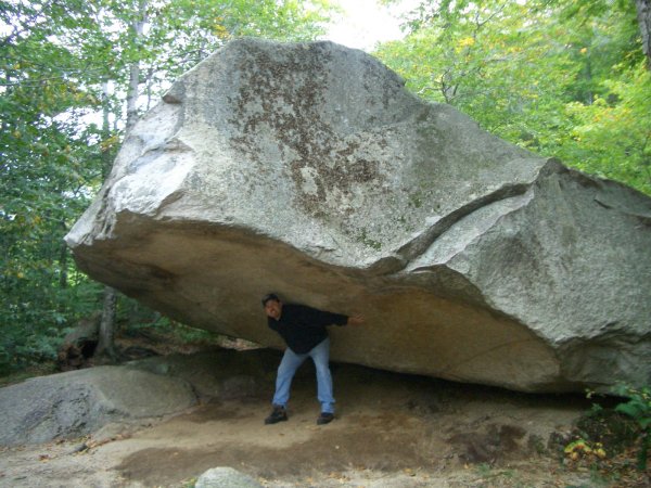 New Hampshire, circa 2005 - when I still had the back to carry rocks through the woods.