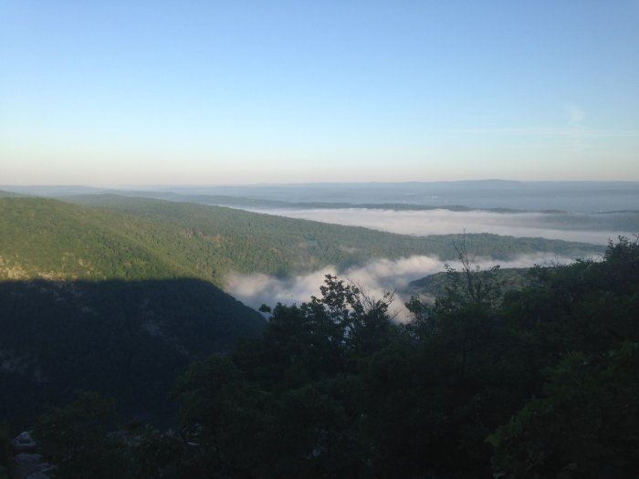Fog over the Delaware River and off into the Poconos